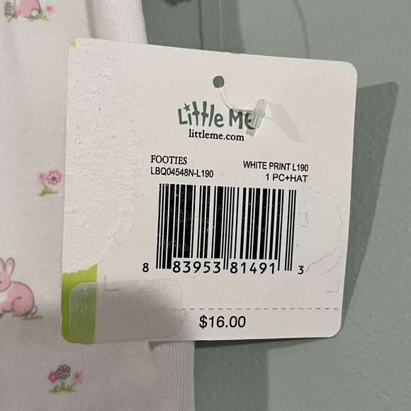 Little Me 3M bunny print footsie NWT baby outfit - Picture 7 of 9